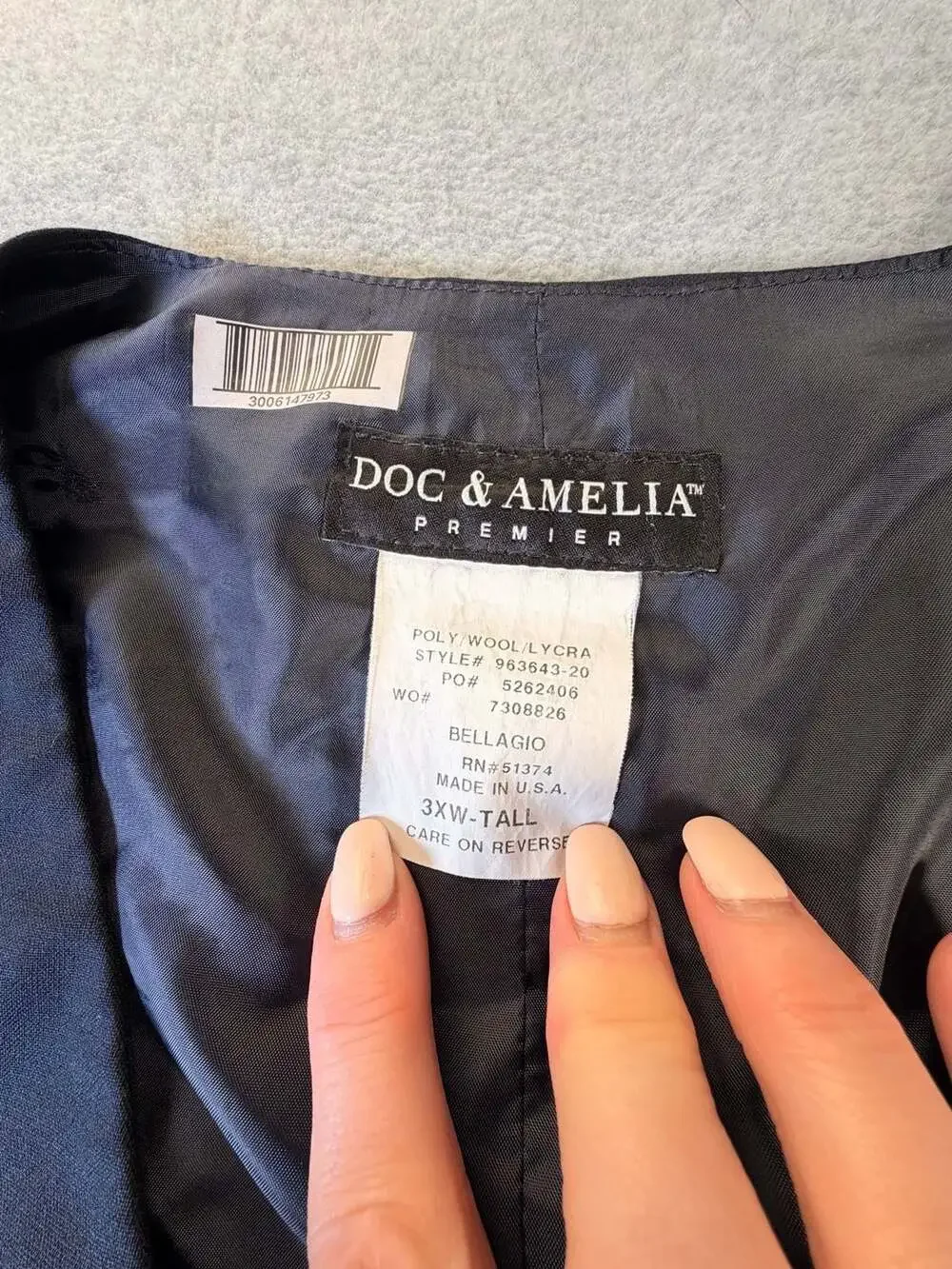 Doc & Amelia Suit Vest Size 3XW-TALL Black Poly/Wool/Lycra